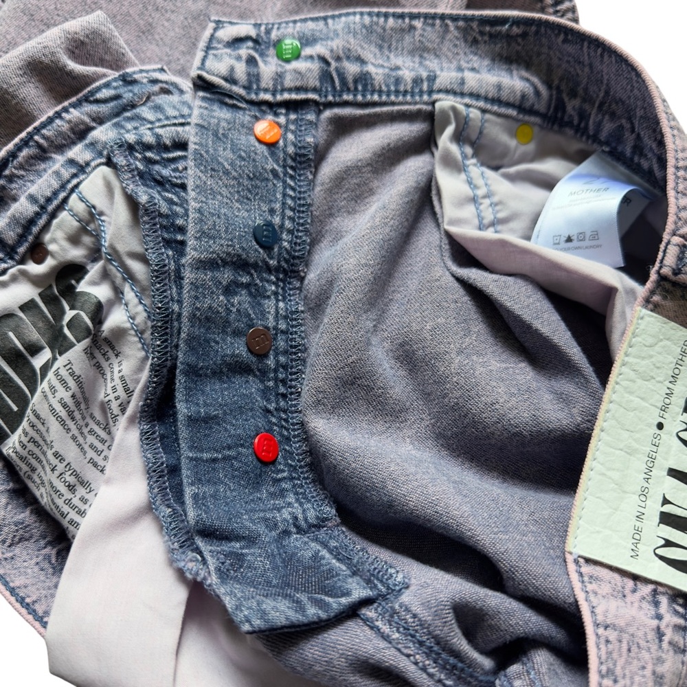 Mother Snacks The Pleated Fun Dip Puddle Straight Leg Jeans In Silver Pink - Picture 15 of 15
